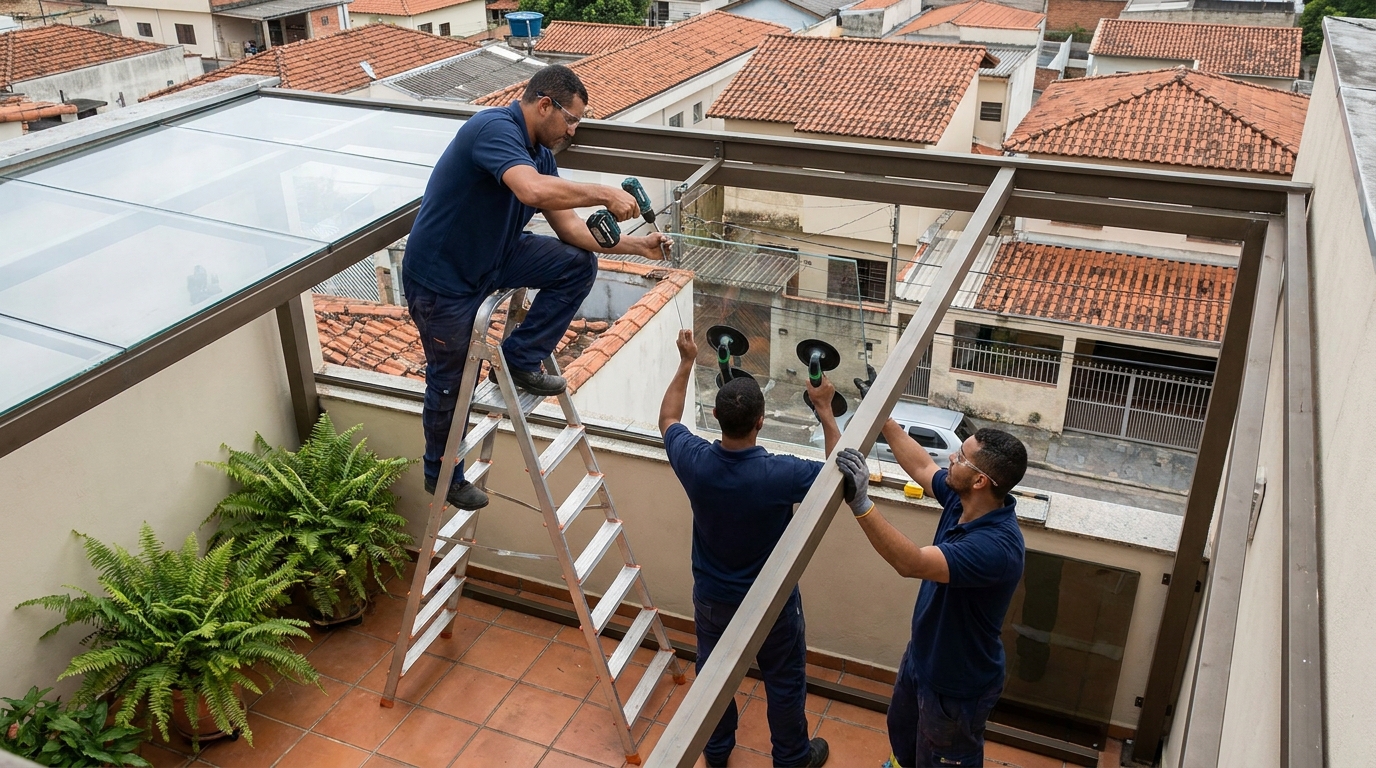 Cobertura de vidro em terraço com telhados em Boa Vista-RR
